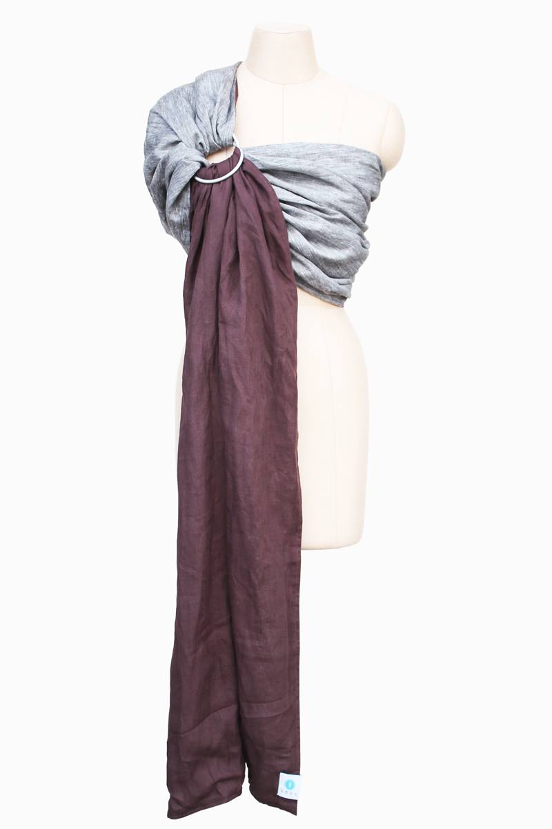 Soul Double Layer Linen Ring Sling - SALE-Ring Slings-Soul Slings-Walnut Chambray - Soul ring sling-Koala Slings - FREE, fast UK shipping