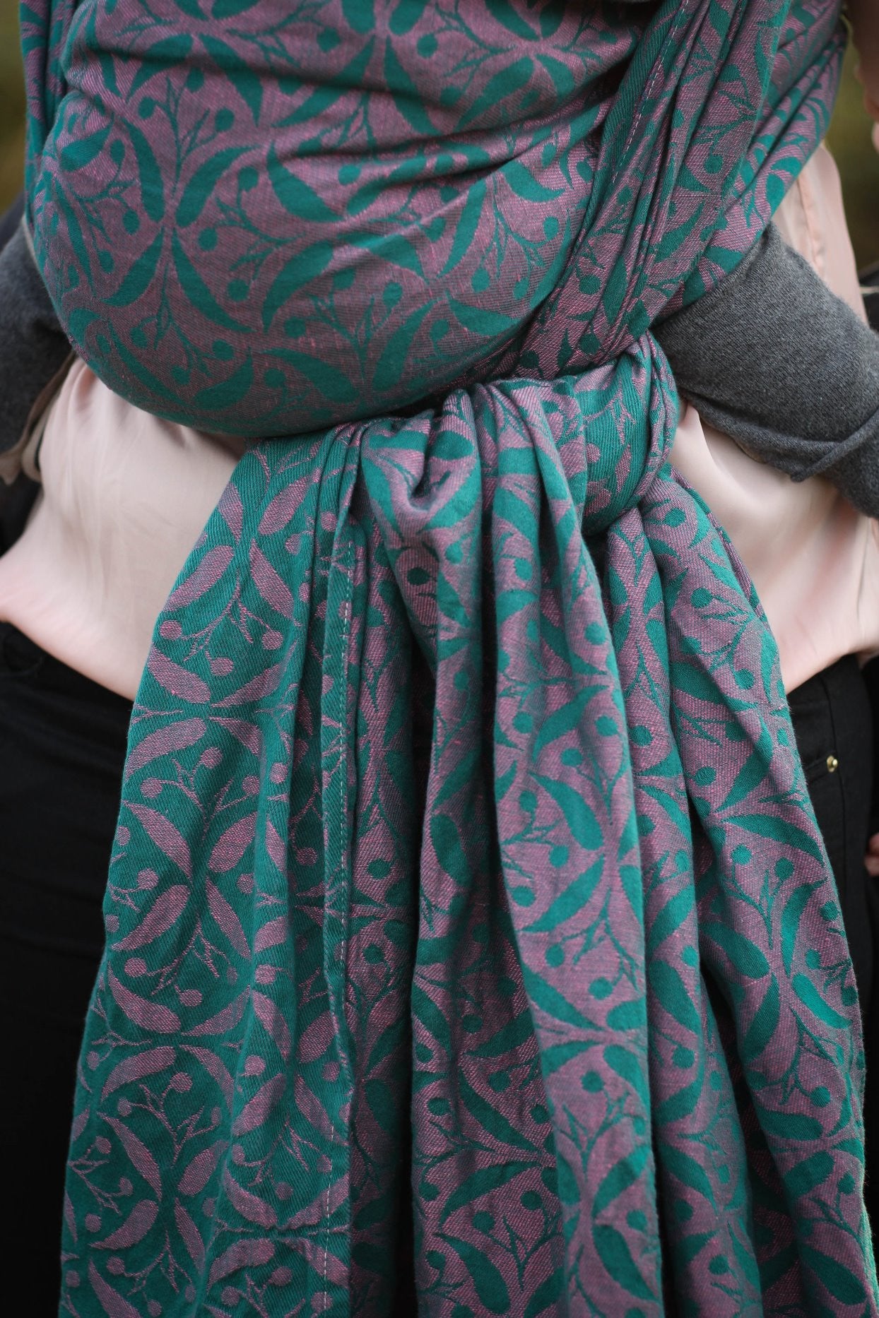 Yaro Woven Wraps - linen-Woven Wraps-Yaro Slings-Yaro Retro Berry Dark-Green Rose Linen-Size 2 (2.6m)-Koala Slings - FREE, fast UK shipping