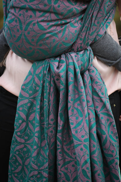 Yaro Woven Wraps - linen-Woven Wraps-Yaro Slings-Yaro Retro Berry Dark-Green Rose Linen-Size 2 (2.6m)-Koala Slings - FREE, fast UK shipping